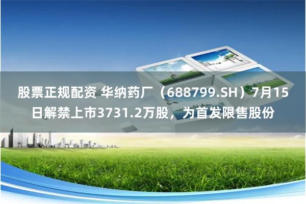 股票正规配资 华纳药厂（688799.SH）7月15日解禁上市3731.2万股，为首发限售股份