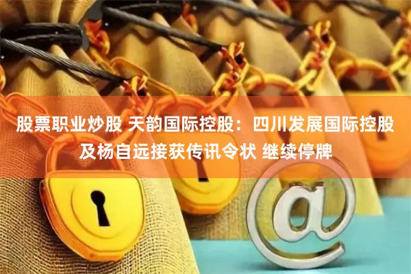 股票职业炒股 天韵国际控股：四川发展国际控股及杨自远接获传讯令状 继续停牌